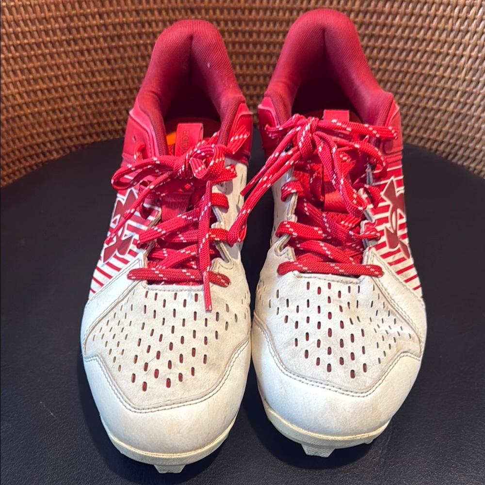 Red and White Athletic Shoes